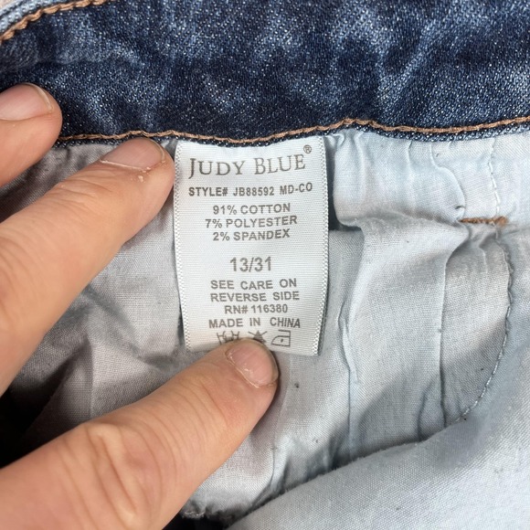 Judy Blue Jeans Womens 13 31 Blue Wide Leg Frayed Raw Hem Denim High Rise - Picture 5 of 9